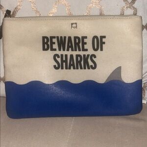 Rare Kate Spade Emanuelle Make A Splash Beware of Sharks pouch